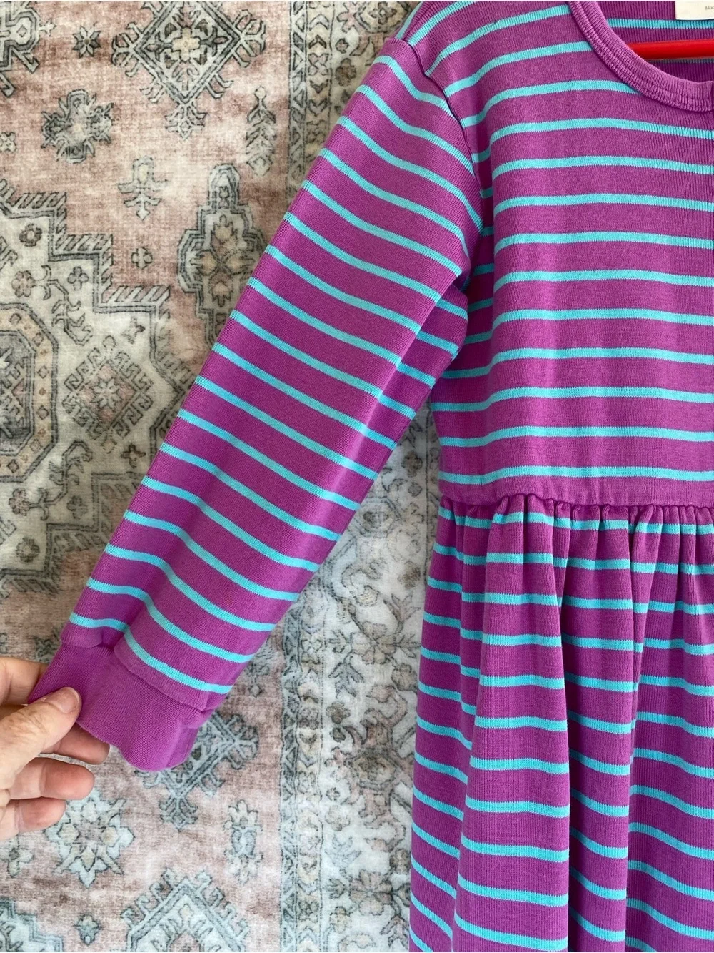 HANNA ANDERSSON Jersey Knit School/Play Dress Orchid/Turquoise Stripes Girls 5